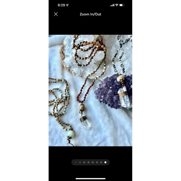 Jasper + Clear Quartz Boho Mala Necklace - Picture 8 of 8